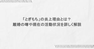 「とぎもち」の炎上理由とは？離婚の噂や現在の活動状況を詳しく解説